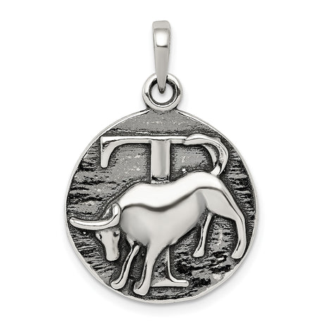 Sterling Silver Taurus Zodiac Pendant with Bull Emblem, Astrology Charm for Unisex