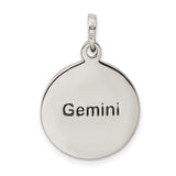 Gemini Twins Zodiac Charm Pendant in Real 925 Sterling Silver