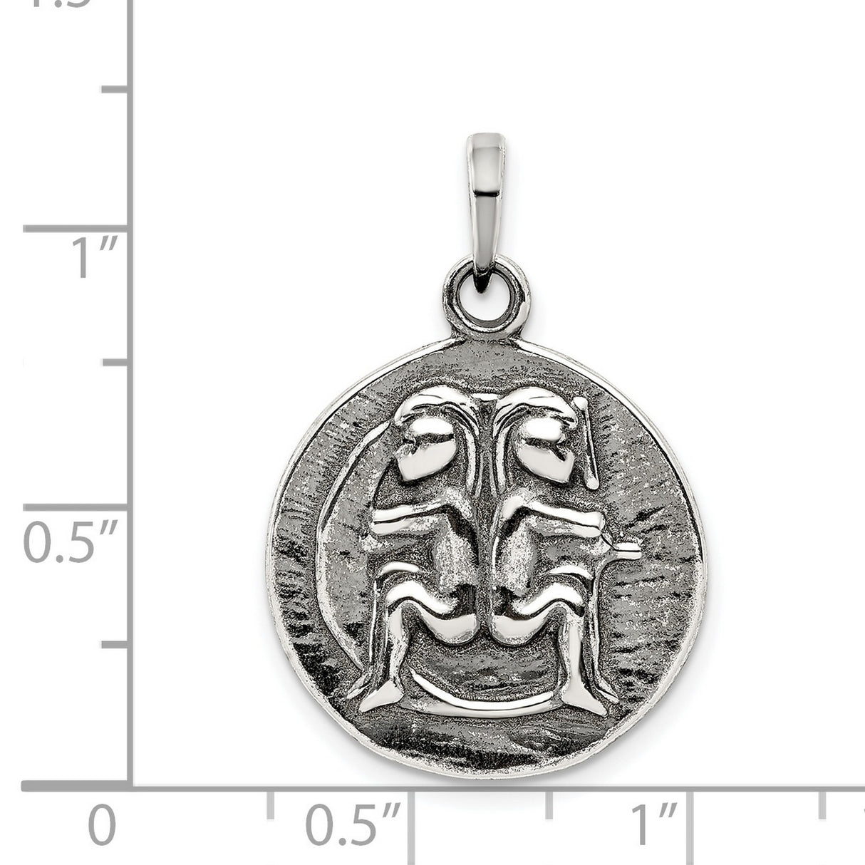Gemini Twins Zodiac Charm Pendant in Real 925 Sterling Silver