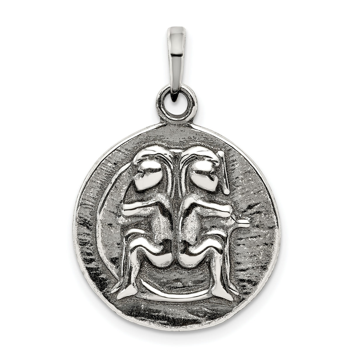 Gemini Twins Zodiac Charm Pendant in Real 925 Sterling Silver