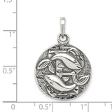 Pisces Fish Zodiac Charm Pendant in Real 925 Sterling Silver