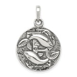 Pisces Fish Zodiac Charm Pendant in Real 925 Sterling Silver