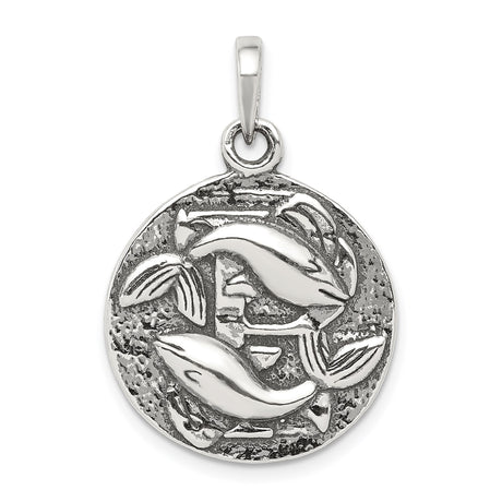 Sterling Silver Pisces Zodiac Pendant with Swimming Dual Fish Design for Women or Unisex