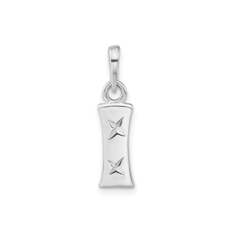 Sterling Silver Rectangular Pendant with Starburst Engraving, Polished Minimalist Jewelry