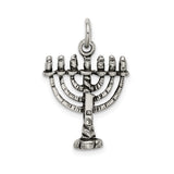 Sterling Silver Menorah Pendant Featuring Seven Branch Candelabrum Design, Judaica Jewelry
