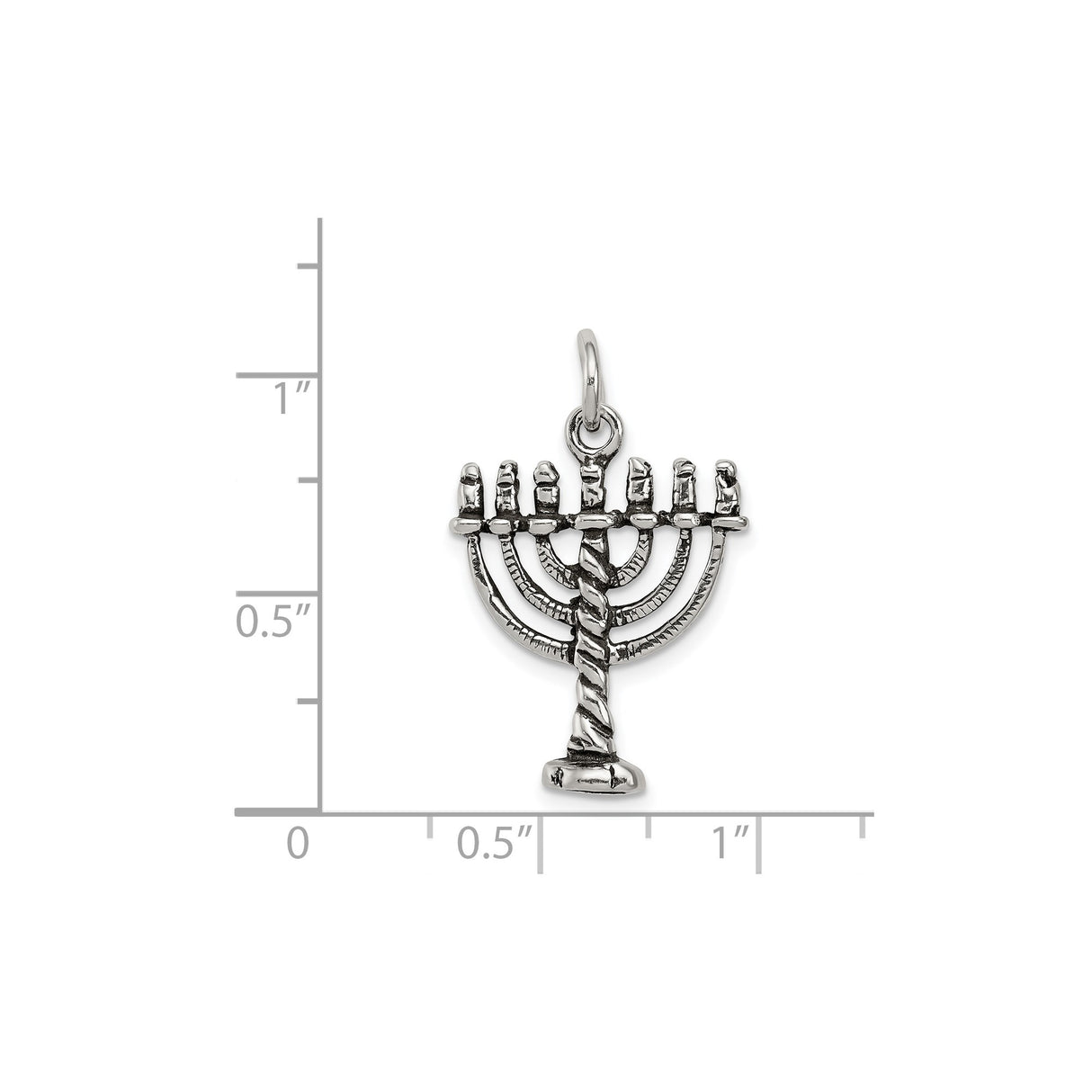 Sterling Silver Menorah Pendant Featuring Seven Branch Candelabrum Design, Judaica Jewelry