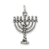 Sterling Silver Menorah Pendant Featuring Seven Branch Candelabrum Design, Judaica Jewelry