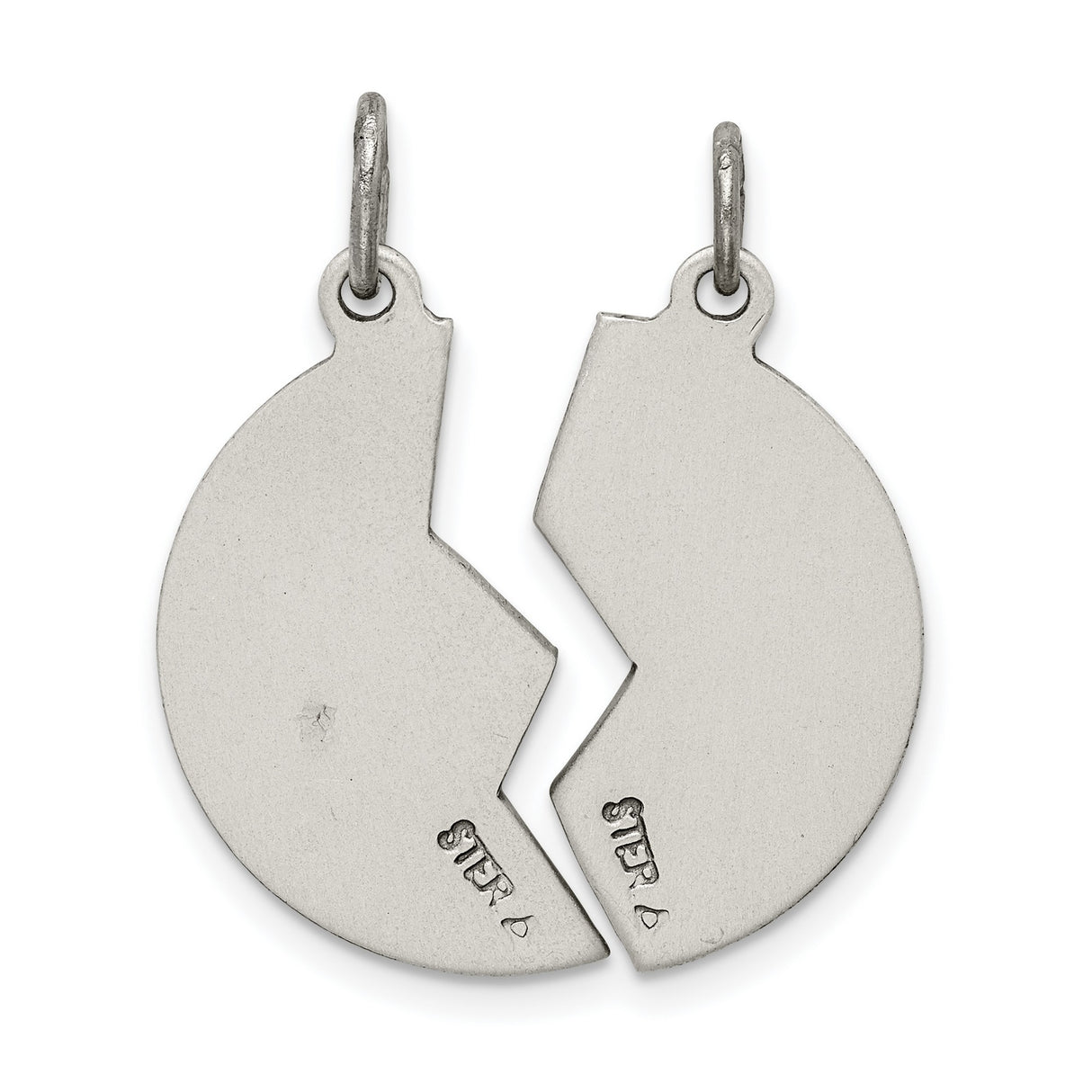 Break Apart Mizpah Coin with Emotional Bond Words Charm Pendant in Real 925 Sterling Silver