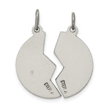 Break Apart Mizpah Coin with Emotional Bond Words Charm Pendant in Real 925 Sterling Silver