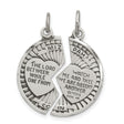Break Apart Mizpah Coin with Emotional Bond Words Charm Pendant in Real 925 Sterling Silver