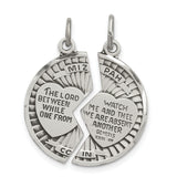Break Apart Mizpah Coin with Emotional Bond Words Charm Pendant in Real 925 Sterling Silver