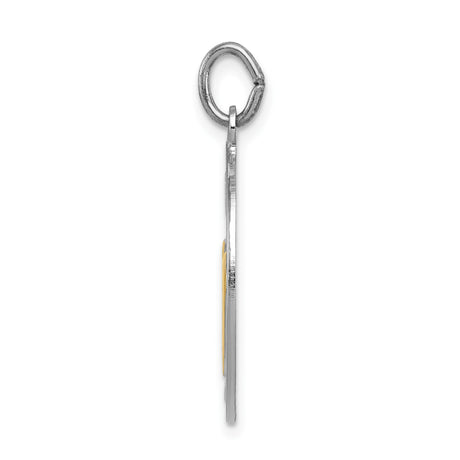 Sterling Silver Mizpah Pendant with Interlocking Gold Tone Hearts and Genesis 31 Inscription