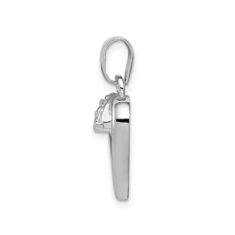 Sterling Silver Heart Pendant with Cubic Zirconia, Open Heart Design for Women