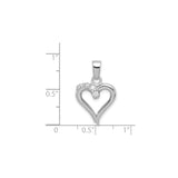 Sterling Silver Heart Pendant with Cubic Zirconia, Open Heart Design for Women