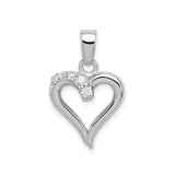 Sterling Silver Heart Pendant with Cubic Zirconia, Open Heart Design for Women