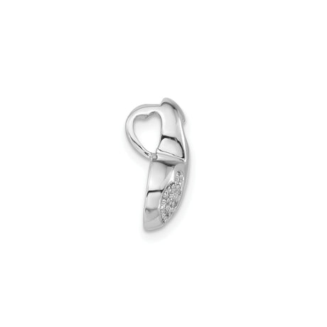 Sterling Silver Heart Pendant with Cubic Zirconia, Pavé and Open Heart Design