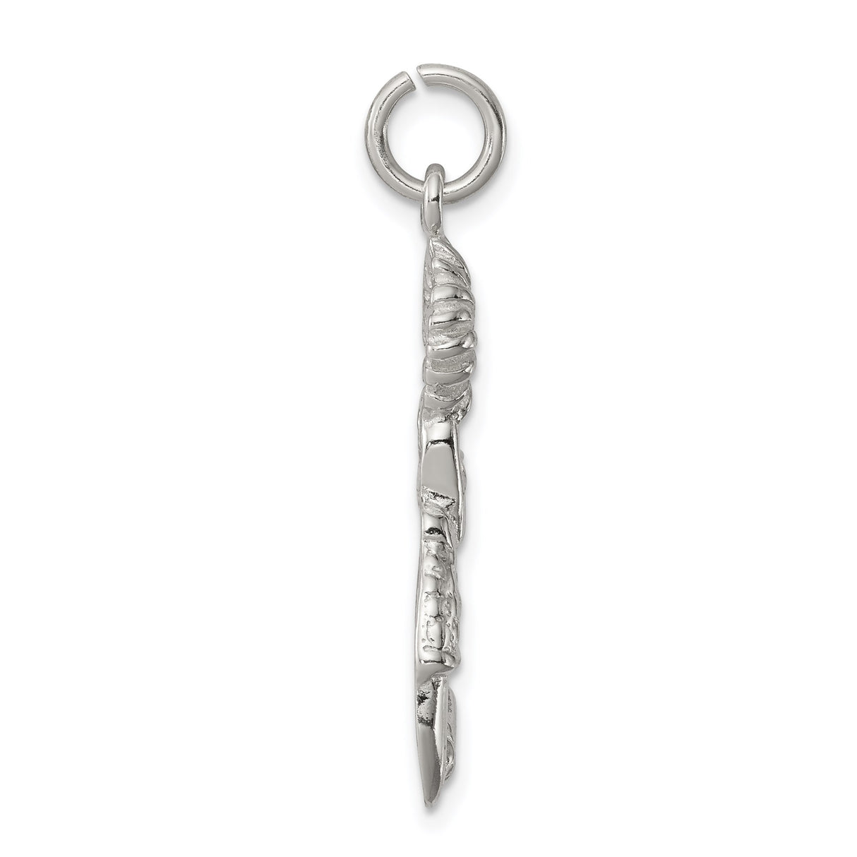 Sterling Silver Angel Pendant with Kneeling Winged Figure and Flower, Christian Spiritual Jewelry