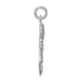 Sterling Silver Angel Pendant with Kneeling Winged Figure and Flower, Christian Spiritual Jewelry