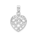 Sterling Silver Heart Pendant with Openwork Abstract Design, Minimalist Romantic Jewelry for Women