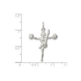 Sterling Silver Cheerleader Pendant with Pom-Poms in Mid-Cheer Pose