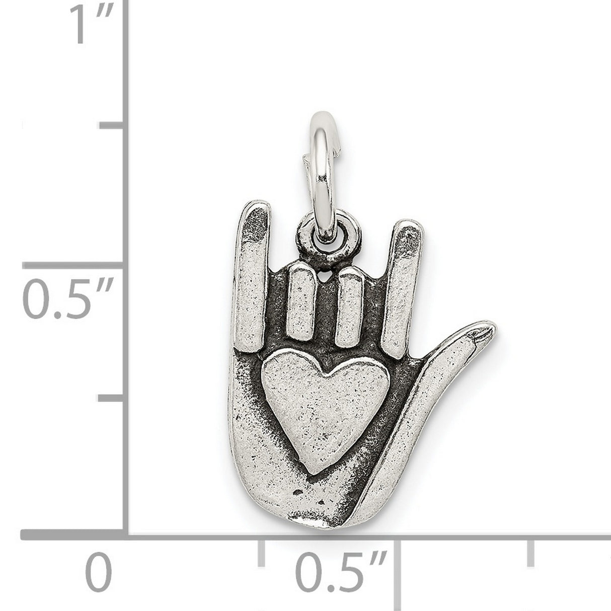 Antiqued Sign Language Charm Pendant in Real 925 Sterling Silver