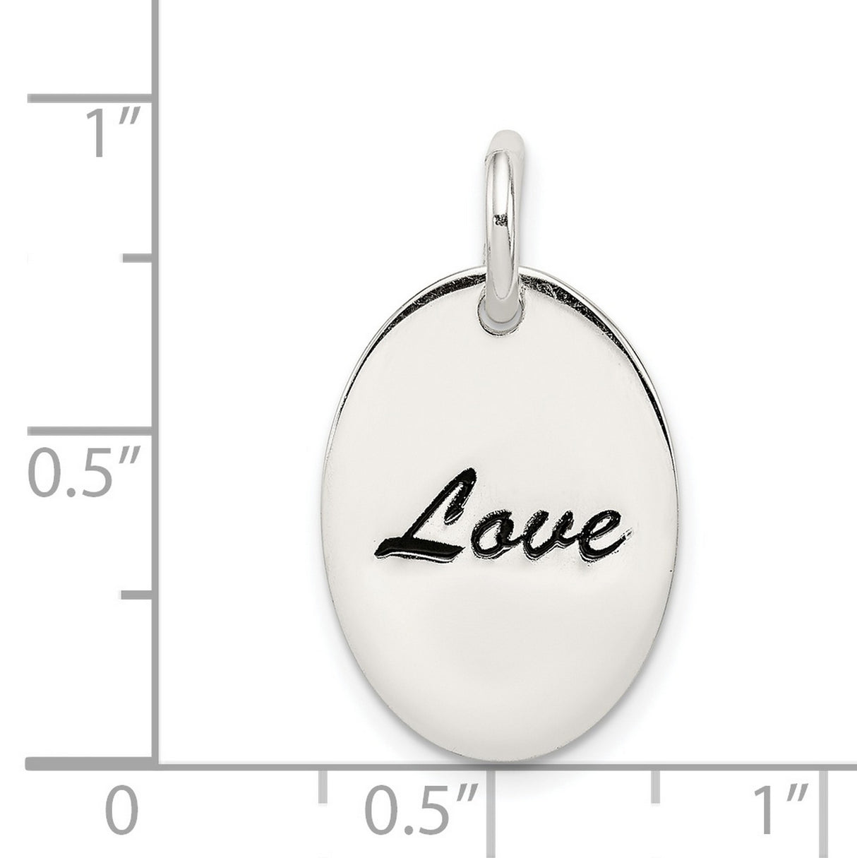 Polished Enamel Love Charm Pendant in Real 925 Sterling Silver