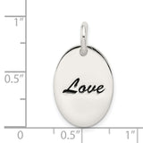 Polished Enamel Love Charm Pendant in Real 925 Sterling Silver