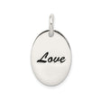 Sterling Silver Oval Pendant with Love Script, Romantic Minimalist Charm for Women or Unisex Wear