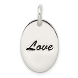 Polished Enamel Love Charm Pendant in Real 925 Sterling Silver