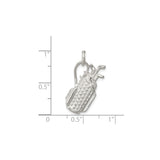 Sterling Silver Golf Bag Charm Pendant with Clubs, Textured Sports Design for Golf Lovers