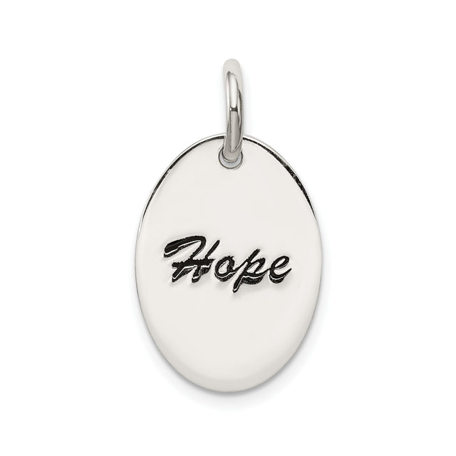 Sterling Silver Hope Pendant, Inspirational Word Charm for Women or Unisex Wear