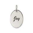 Sterling Silver Joy Pendant, Minimalist Oval Word Charm, Inspirational Jewelry for Women or Unisex