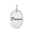 Sterling Silver Oval Pendant with Dream Engraving, Minimalist Motivational Charm