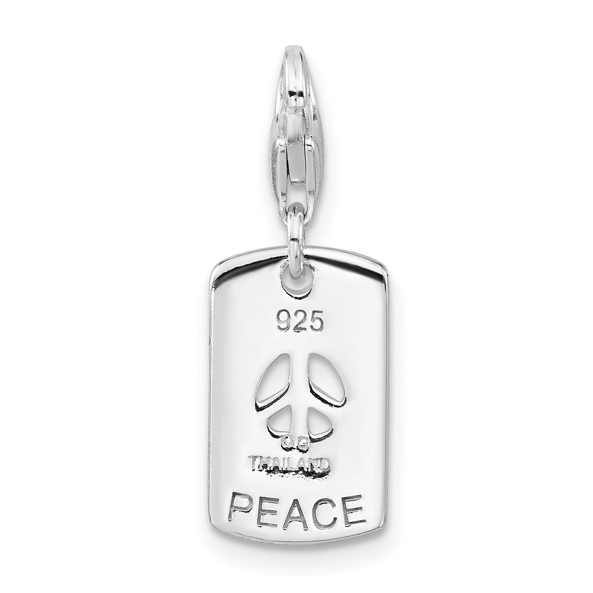 Sterling Silver Peace Sign Pendant Charm with Cubic Zirconia, Boho Minimalist Style