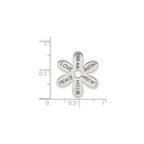 Sterling Silver Flower Pendant with Love, Peace, Hope, Wish, Dream, and Laugh Words for Women