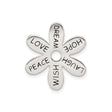 Sterling Silver Flower Pendant with Love, Peace, Hope, Wish, Dream, and Laugh Words for Women