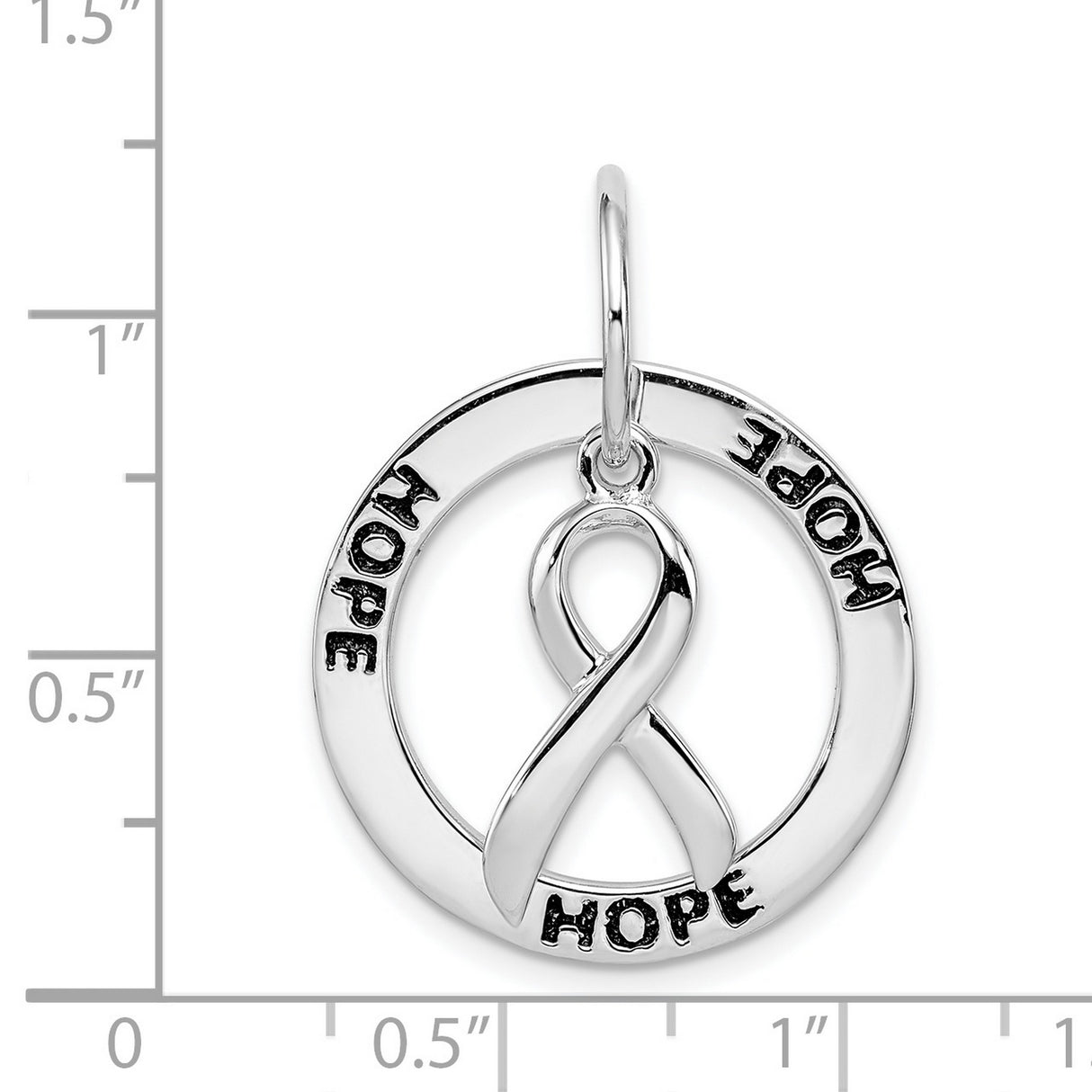 Sterling Silver Hope Ribbon Pendant with Circle Frame, Cancer Awareness Charm