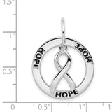 Sterling Silver Hope Ribbon Pendant with Circle Frame, Cancer Awareness Charm
