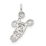 Sterling Silver Love Script Pendant Charm with Cursive Lettering, Minimalist Romantic Design