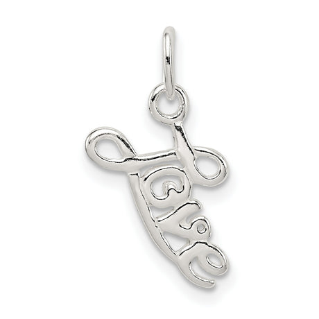 Sterling Silver Love Script Pendant Charm with Cursive Lettering, Minimalist Romantic Design