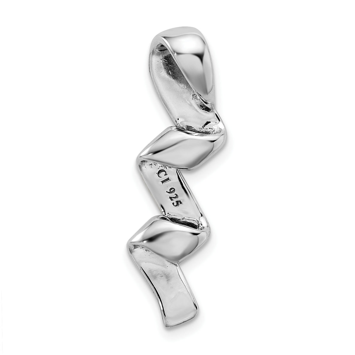 Sterling Silver Ribbon Pendant with Live Love Laugh Message, Twisted Motivational Design