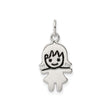 Sterling Silver Girl Charm Pendant, Cartoon Style Symbol of Motherhood, Love, and Family