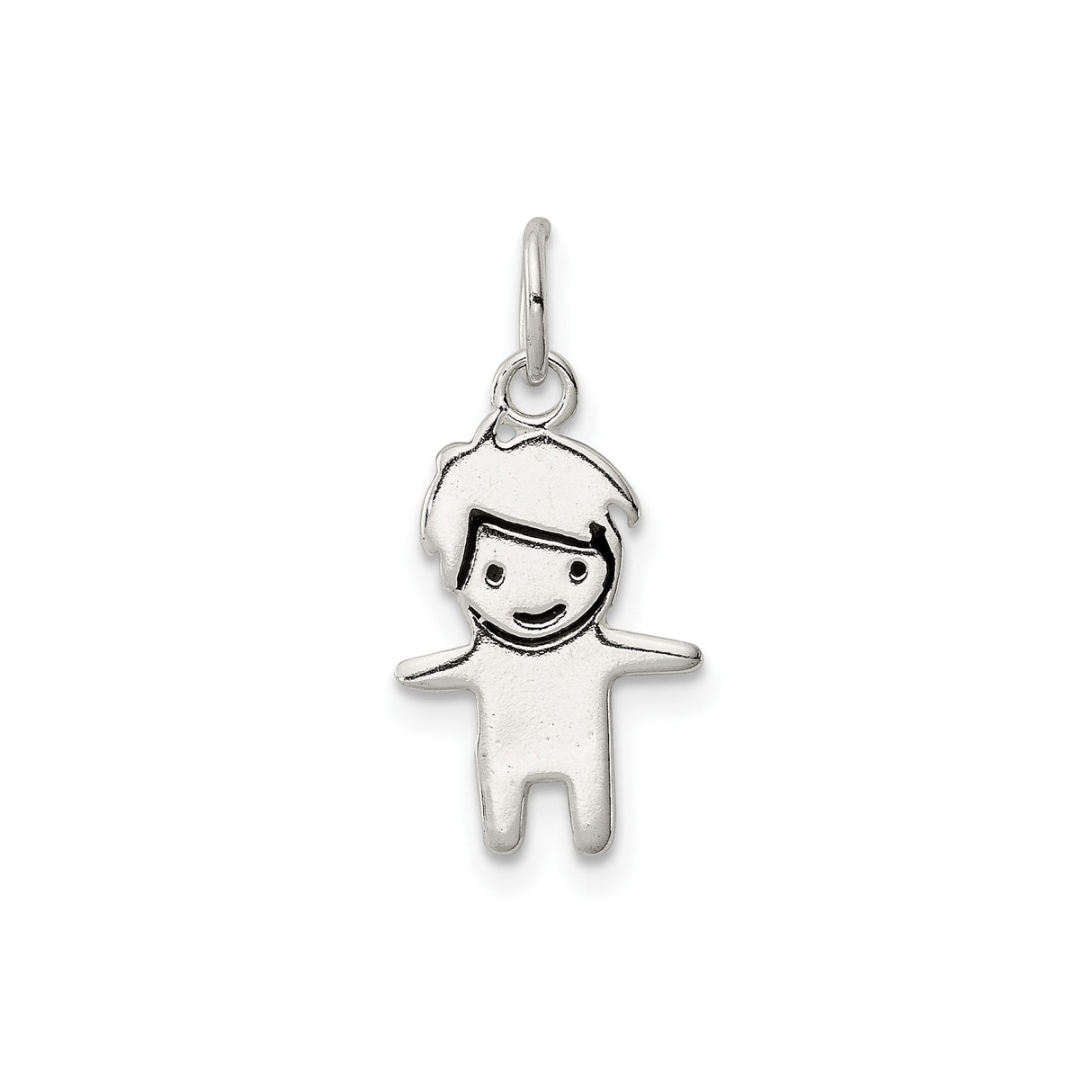 Sterling Silver Boy Charm Pendant, Cartoon Silhouette Design, Family Keepsake Jewelry