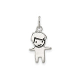 Sterling Silver Boy Charm Pendant, Cartoon Silhouette Design, Family Keepsake Jewelry