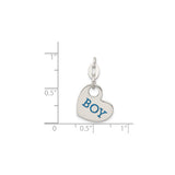 Sterling Silver Heart Charm with Blue Enamel Boy Engraving, Mother and Son Keepsake Pendant