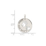 Sterling Silver Mom Pendant with Handprint Cutout, Heart Charm Keepsake Jewelry for Women