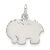 Sterling Silver Elephant Pendant Charm, Polished Animal Jewelry Symbolizing Wisdom and Strength