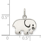 Sterling Silver Elephant Pendant Charm, Polished Animal Jewelry Symbolizing Wisdom and Strength