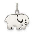 Sterling Silver Elephant Pendant Charm, Polished Animal Jewelry Symbolizing Wisdom and Strength