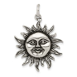 Sterling Silver Sun Face Pendant with Radiant Rays, Celestial and Bohemian Style